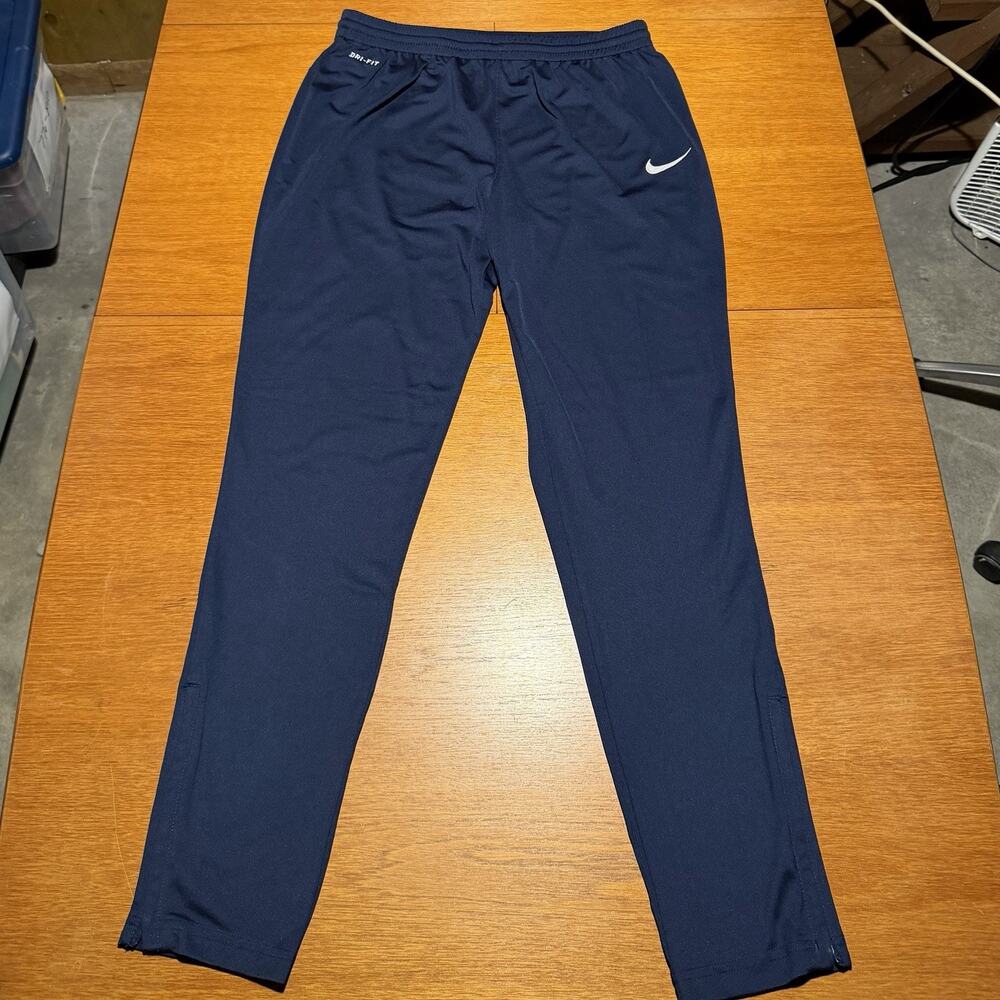 Nike Soccer Pants Men’s Size Large Navy Blue Dri-FIT Elastic Cuff Zip Ankle